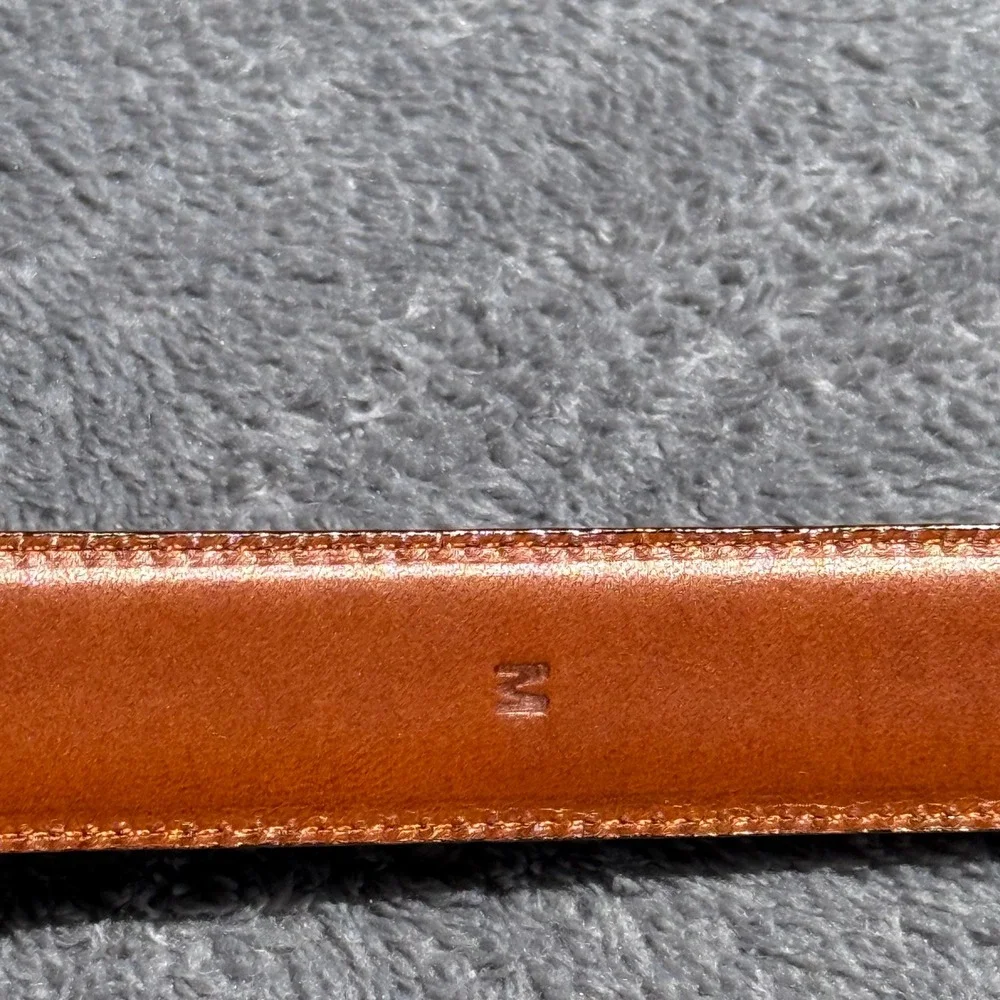 Ralph Lauren Mens Brown Crocodile Embossed Leather Belt Gold Buckle Dress Belt M - Picture 14 of 14
